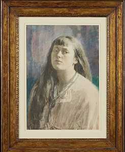 《披着头发的安娜》，约20世纪20年代 by Gerald Leslie Brockhurst