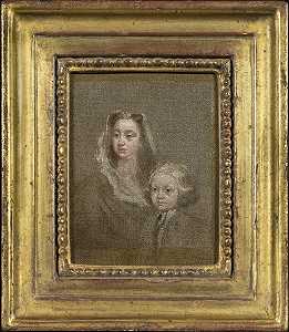 《一位女士和她的儿子的头像研究》，约1730年 by William Hogarth