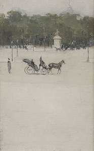 巴黎协和广场的马车，1911-1912年 by Sir Herbert James Gunn