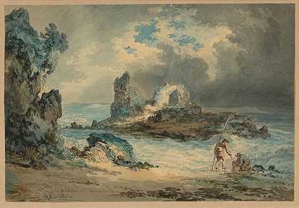 1802年前，渔民在沙滩上捕鱼 by J. M. W. Turner