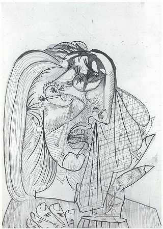 《哭泣的女人》，1937年 by Pablo Picasso