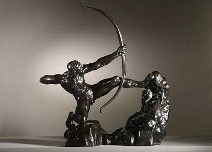 赫拉克勒斯弓箭手，第八次研究，1909年构思并铸造 by Emile-Antoine Bourdelle
