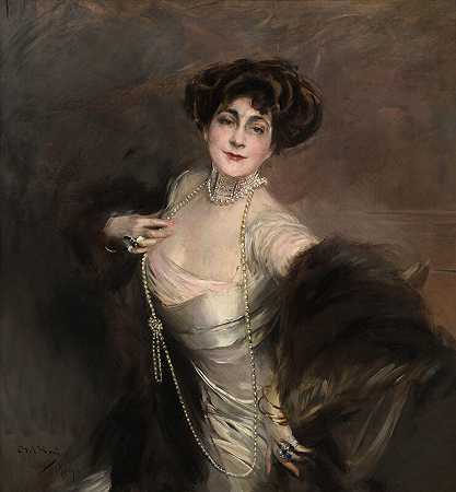 玛丽肖像（née Reynolds）Diaz Albertini（1855-1933），1909年 by Giovanni Boldini