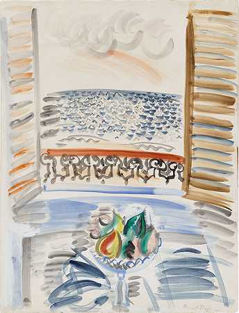 开着窗户的梨机，约1930年 by Raoul Dufy