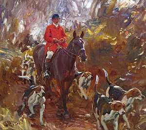 《猎人与猎犬》，1906年 by Alfred James Munnings