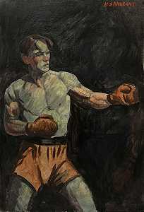 [Bruce Sergeant（1898-1938）]新泽西州穿红色长裤的拳击手。 by Mark Beard