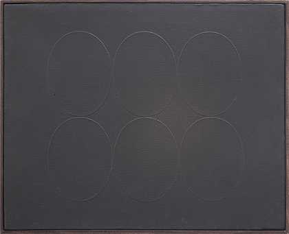 6个黑色椭圆形，1965年 by Turi Simeti